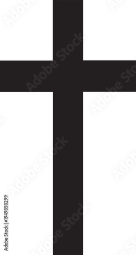 Simple cross vector silhouette illustration line art of religious christian symbol