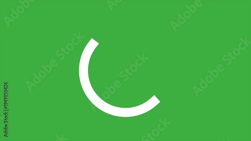 White loading circle animation on chroma key green screen background