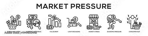 Market Pressure web banner icon illustration concept