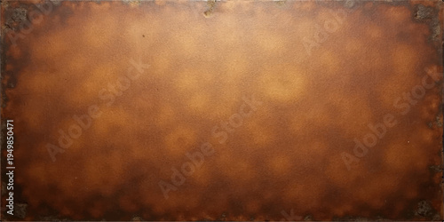 An old rusty metal plate featuring a stained brown grunge texture with a worn vintage pattern and an aged antique backdrop designed like dirty ancient parchment paper
