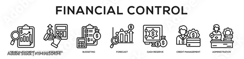 Financial Control web banner icon illustration concept