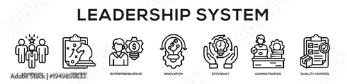 Leadership System web banner icon illustration concept