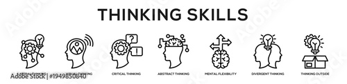 Thinking Skills web banner icon illustration concept