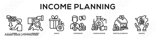 Income Planning web banner icon illustration concept