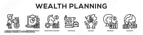 Wealth Planning web banner icon illustration concept