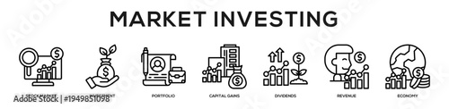 Market Investing web banner icon illustration concept