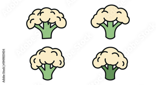 Cauliflower Floret Line art soft colorful abstract illustration