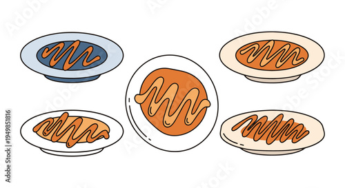 Caramel Drizzle Plate Line art modern artistic abstract style illustration