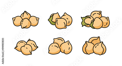 Chickpeas Line art vector set creative abstract theme