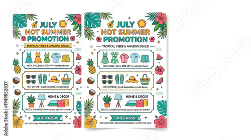 Summer Promotion Flyer with Tropical Elements