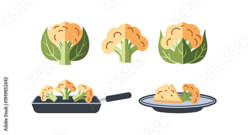 Cauliflower Roast Line art creative bold abstract illustration