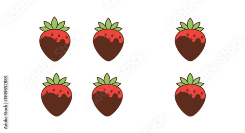 Chocolate Dipped Strawberries minimal contemporary abstract color vector