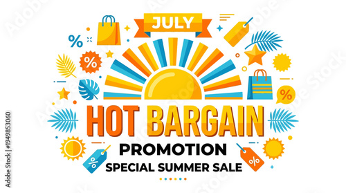 Summer Sale Promotion Banner with Hot Bargain Text