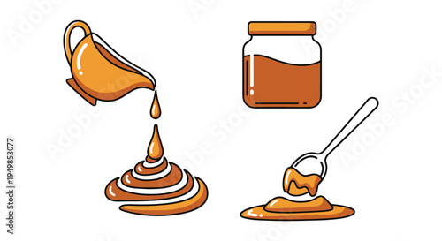 Caramel Sauce Line art vector minimal smooth abstract color illustration