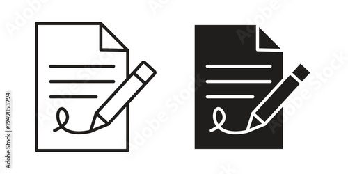 Signed contract icon symbol collection for web design. Icon Element For Design