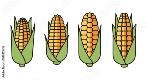 Corn Kernel Line art vector soft pastel abstract color