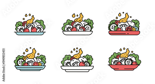 Cauliflower Salad Line art bold creative abstract illustration