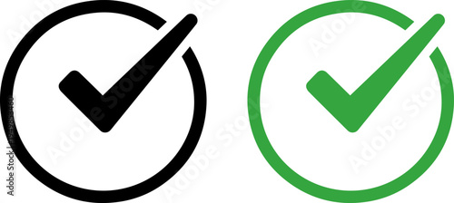 Contrast of black and green checkmark icons indicating approval or confirmation