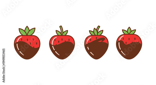 Chocolate Dipped Strawberries simple abstract colorful illustration
