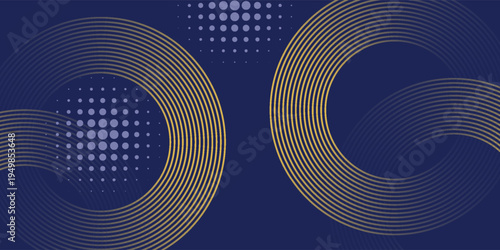 Abstract colorful gradient curves lines on dark blue background. vector.