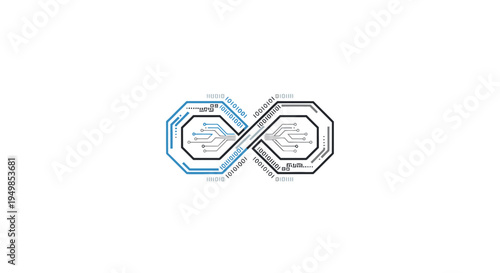 Digital Infinity Loop with Circuit Board Elements