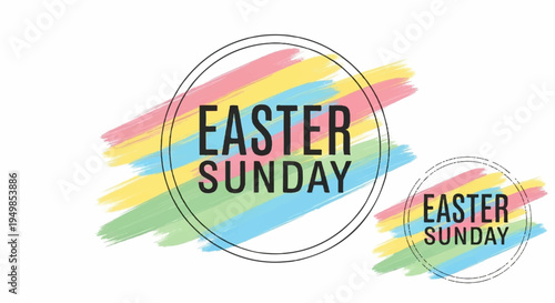 Easter sunday celebration colorful brush stroke logo design for greeting cards and decorations