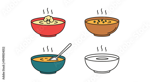 Cauliflower Soup Line art minimal smooth abstract color illustration
