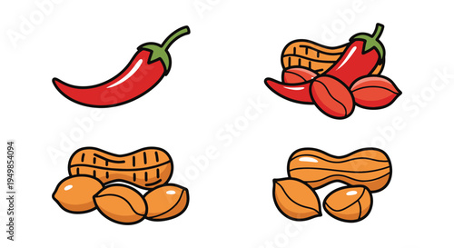Chili Peanuts Line art vector soft abstract color design