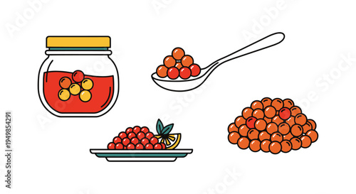 Caviar Line art vector set abstract color harmony illustration