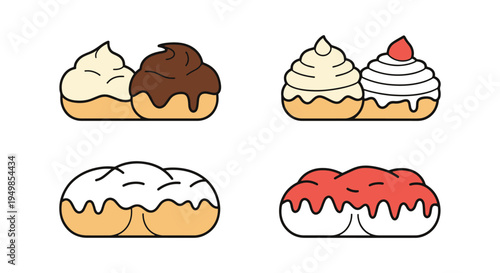 Cream Puffs Line art vector minimal abstract concept illustration