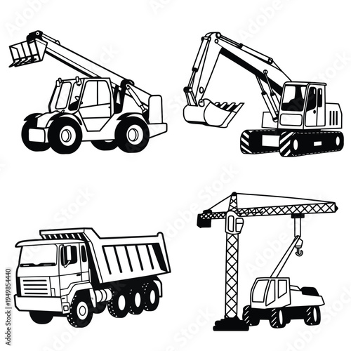 Heavy Duty Construction Vehicles and Crane
