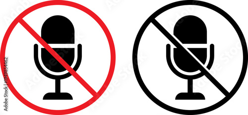Prohibition symbols for microphone usage in different styles