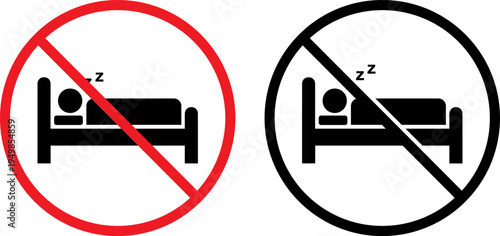 Prohibition symbols for sleeping in beds