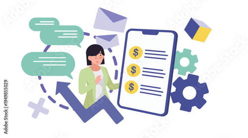 Businessman running with tax documents and files, deadline concept, accounting work pressure, financial report and office task illustration.