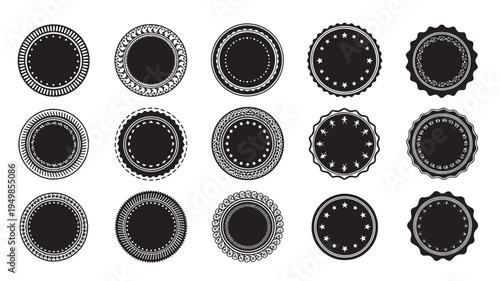 a set of black and white vintage crest emblem badges on a white background, ideal for design and decoration
