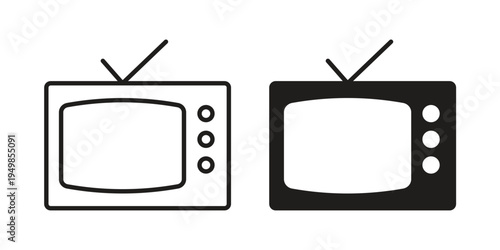 Television icon symbol collection for web design. Icon Element For Design