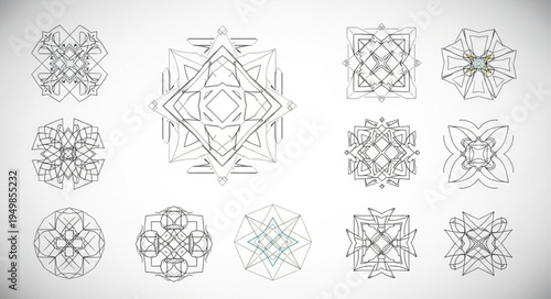 Geometric Abstract Patterns Collection Black and White.