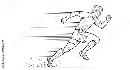 Athlete running fast with motion blur effect illustration.
