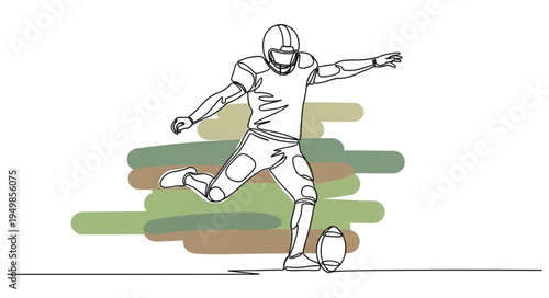 American Football Player Kicking Ball During Game.