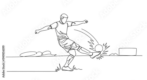 Soccer player kicking a ball during a game illustration.