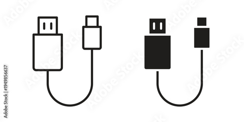 USB cable icon symbol collection for web design. Icon Element For Design