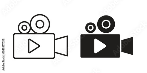Video camera icon symbol collection for web design. Icon Element For Design