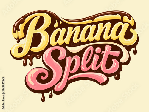 Banana split logo vector illustration template. Simple design icon