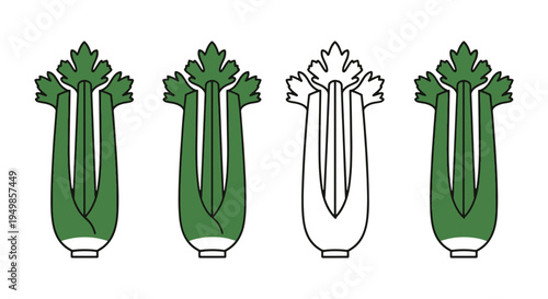 Celery Stick Line art vector dynamic abstract vibrant color
