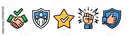 Business agreement handshake and trust symbols forming partnership deal success cooperation and approval concepts