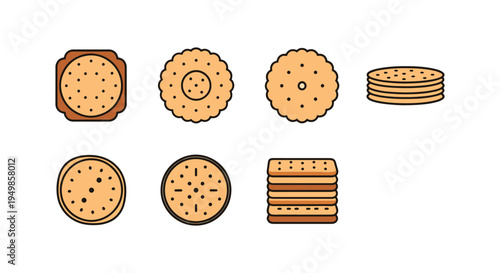 Digestive Biscuits Line art soft elegant abstract illustration