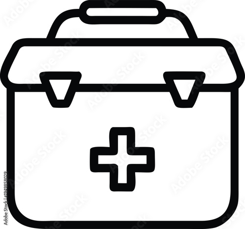 Medical box Line Icon vector with plus symbol