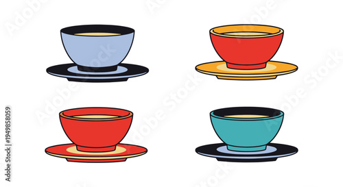 Custard Cup Plate Line art dynamic contemporary abstract color vector