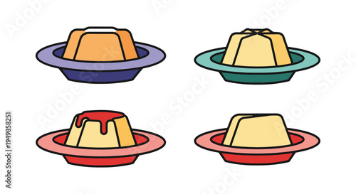 Custard Cup Plate Line art modern artistic abstract vector