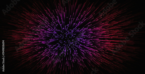 Принти на полотні Vibrant purple and pink explosion of colorful lights on black background, perfect for technology and design projects, representing energy and innovation